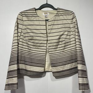 Talbots Blazer Womens 6 P Beige Brown Stripes Business Classic Work‎